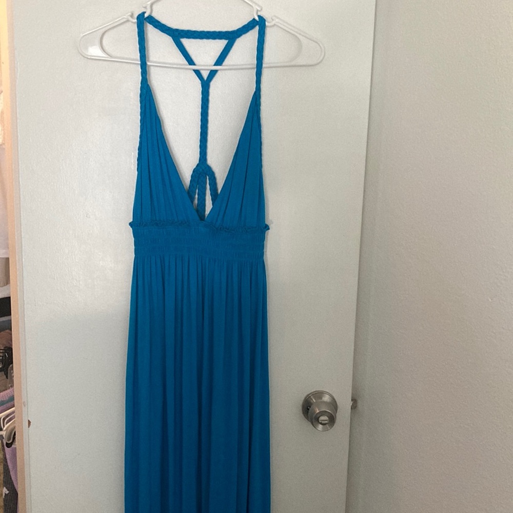Bebe braided maxi dress, size sm - methyl blue - perfect condition; only worn 1x